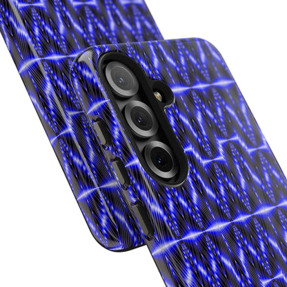 Tough Phone Case — Electric Blue Geometric Pattern (Your name)