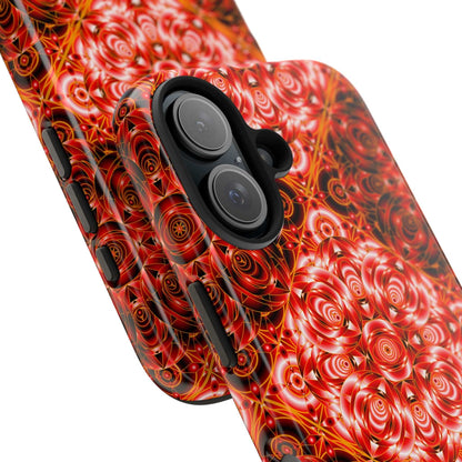 Red Floral Kaleidoscope Tough Phone Case — Personalized Name Option