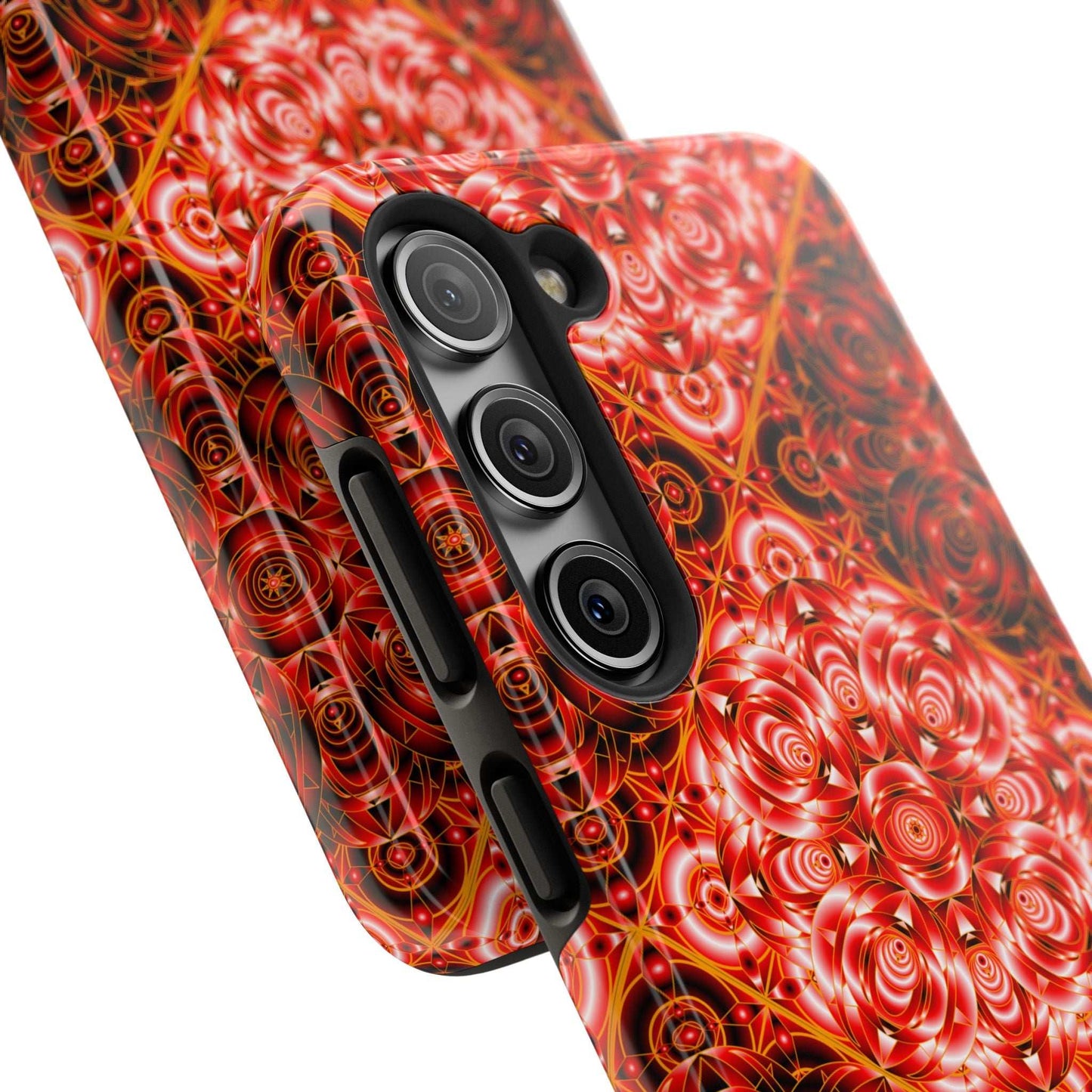 Red Floral Kaleidoscope Tough Phone Case — Personalized Name Option