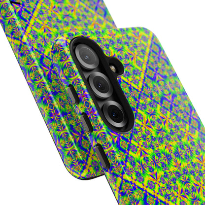 Vibrant Kaleidoscope Tough Phone Case — Neon Geometric Protective Cover