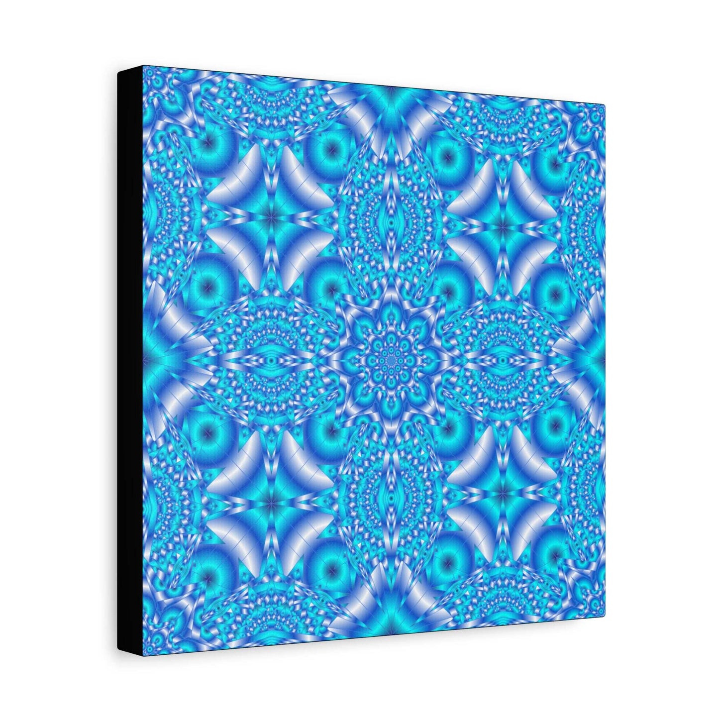 Blue Kaleidoscope Pattern Matte Canvas Wall Art - Stretched 1.25"
