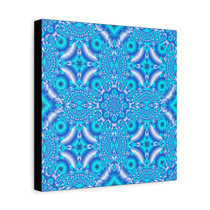 Blue Kaleidoscope Pattern Matte Canvas Wall Art - Stretched 1.25"
