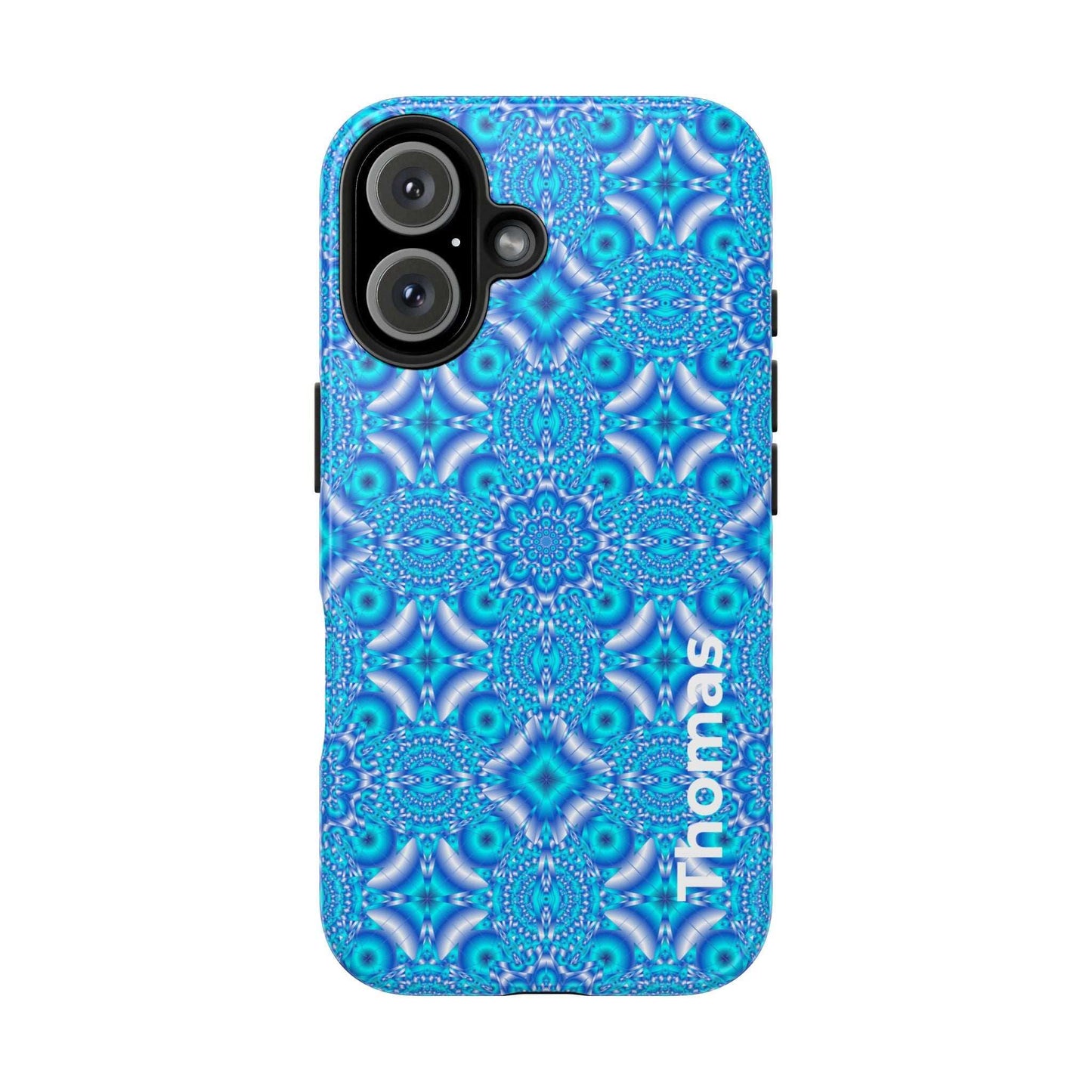 Personalized Blue Kaleidoscope Tough Phone Case — Custom Name Option