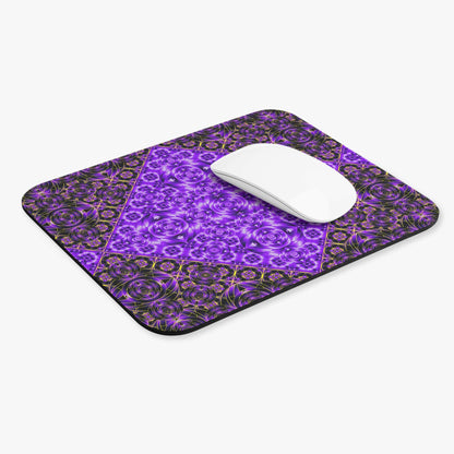 Purple Mosaic Kaleidoscope Mouse Pad — Geometric Jewel Tone Desk Accessory