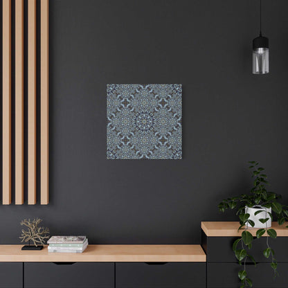 Kaleidoscope Pattern Matte Canvas Wall Art — Blue Geometric Stretched Canvas (1.25″)