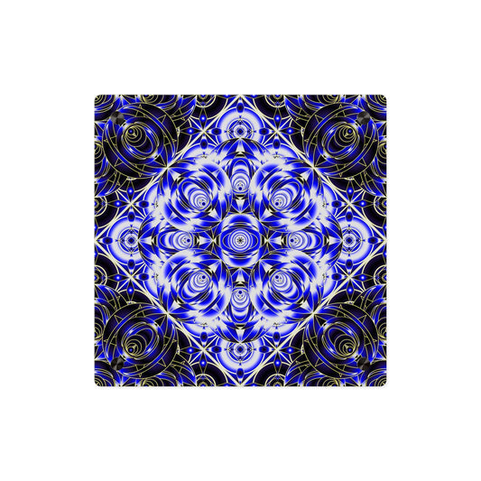 Acrylic Wall Art Panel — Blue Gold Kaleidoscope Geometric Design
