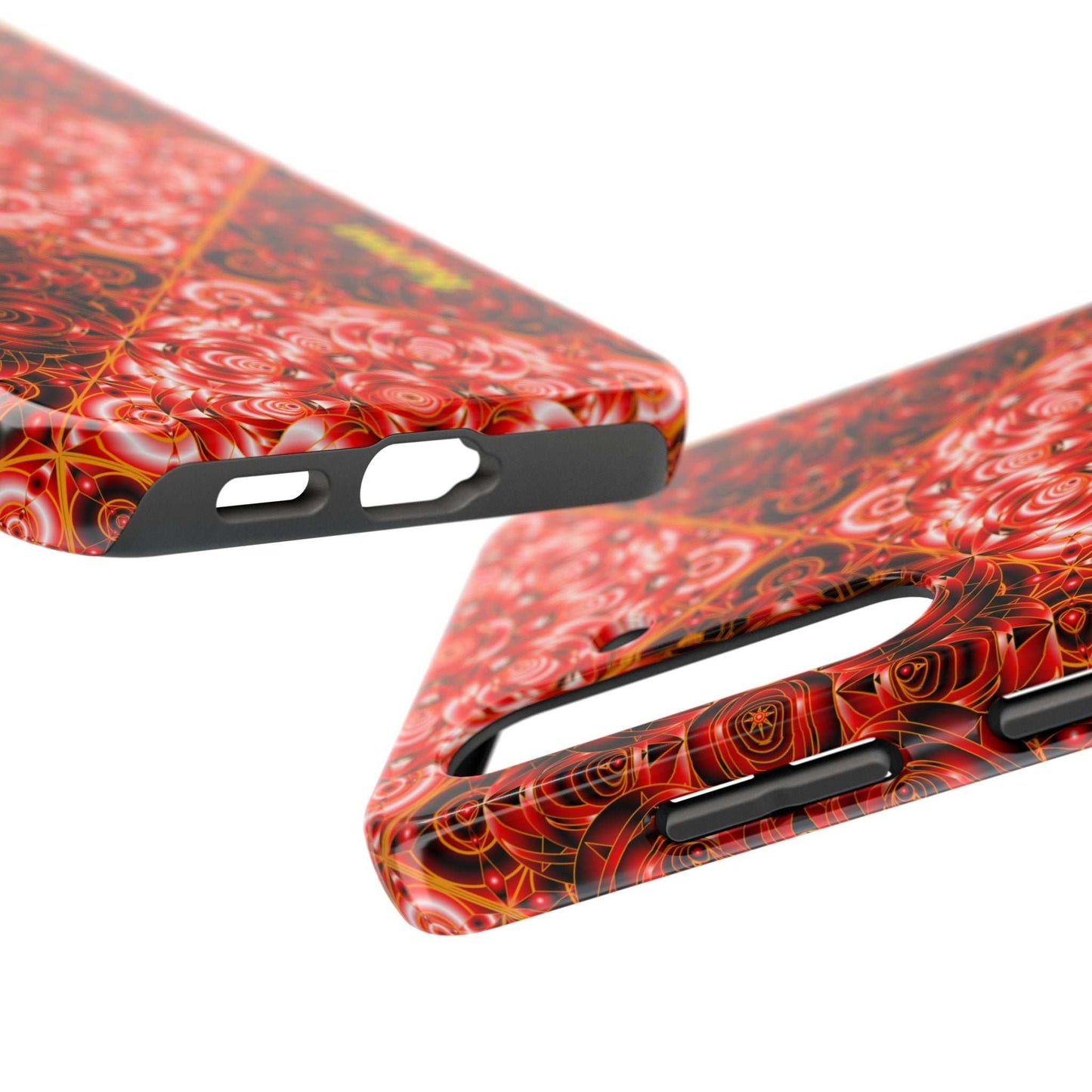 Red Floral Kaleidoscope Tough Phone Case — Personalized Name Option
