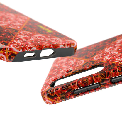 Red Floral Kaleidoscope Tough Phone Case — Personalized Name Option