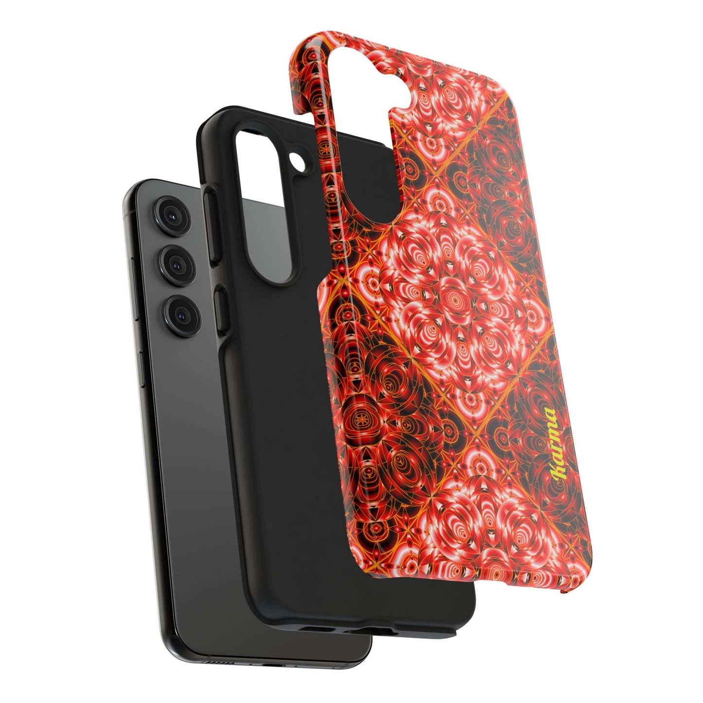 Red Floral Kaleidoscope Tough Phone Case — Personalized Name Option