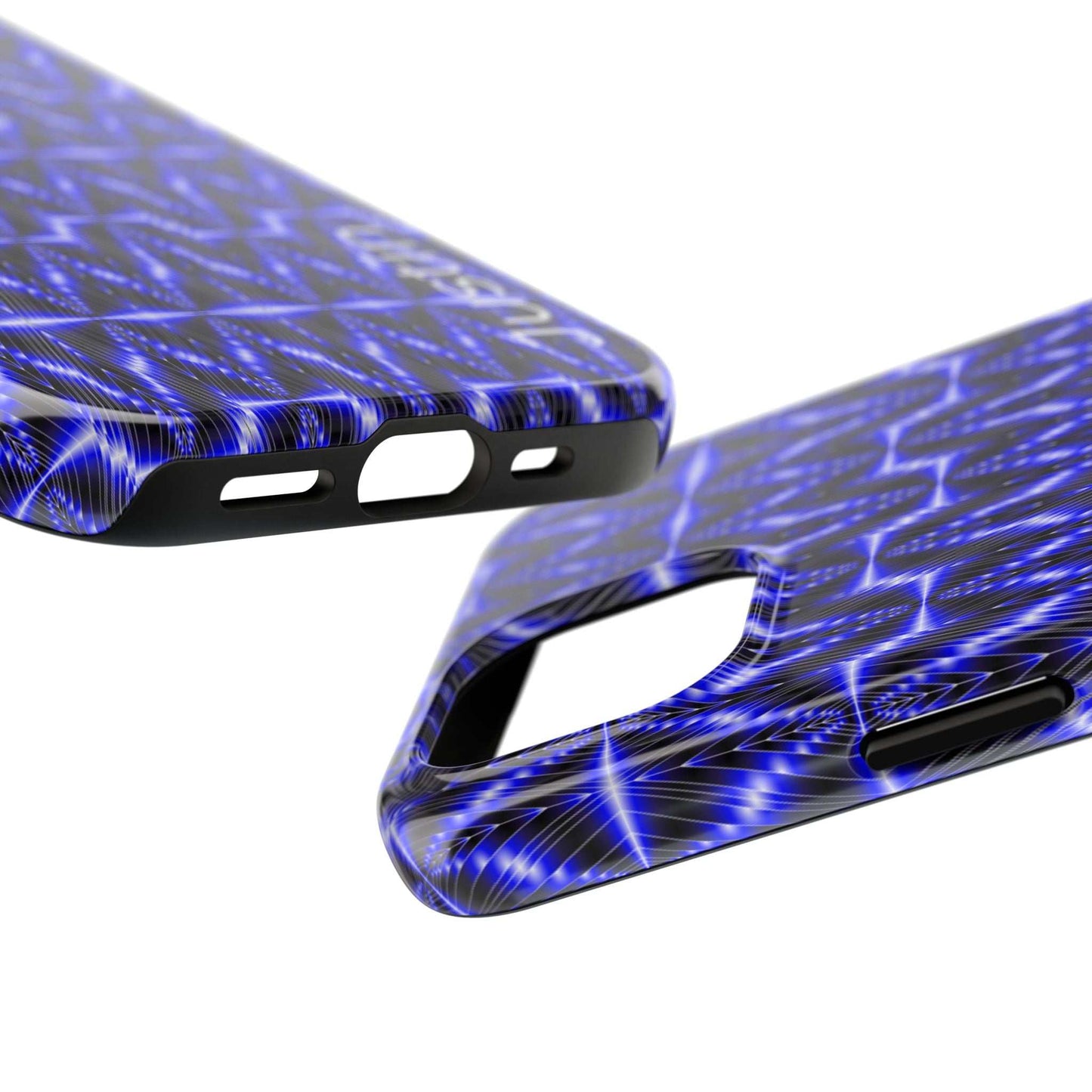 Tough Phone Case — Electric Blue Geometric Pattern (Your name)
