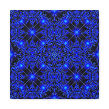Blue Neon Kaleidoscope Canvas Print — Matte Stretched Wall Art