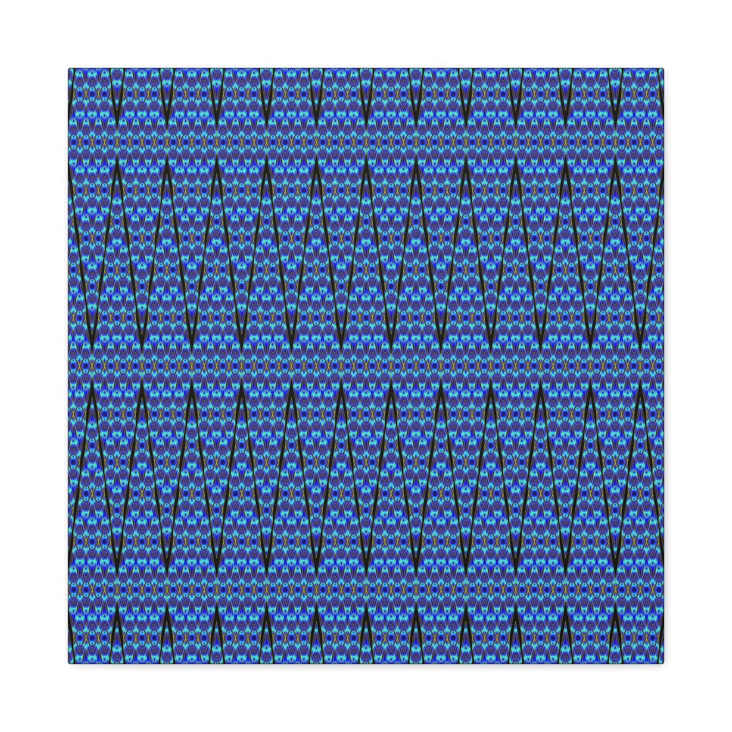 Blue Geometric Pattern Matte Canvas Wall Art - Stretched 1.25"
