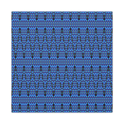 Blue Geometric Pattern Matte Canvas Wall Art - Stretched 1.25"