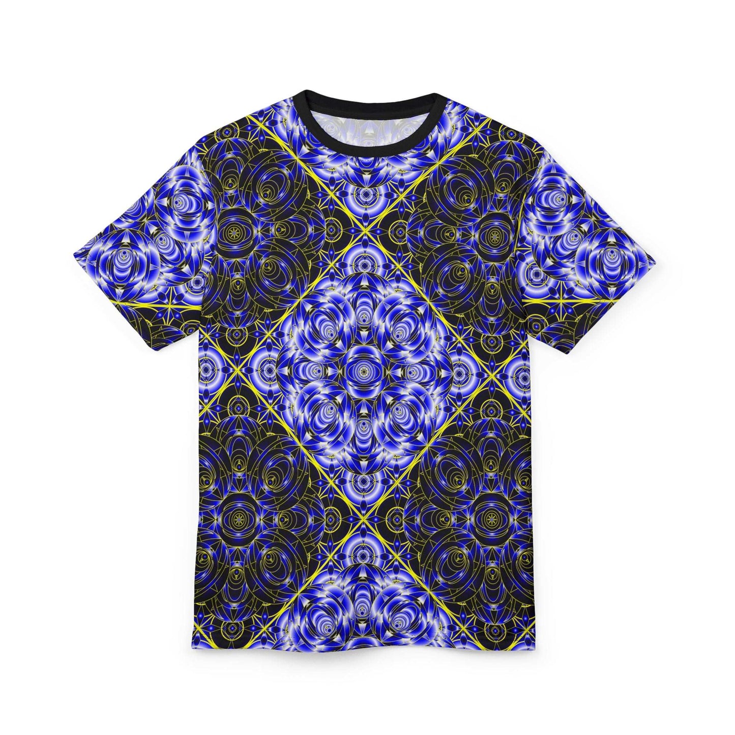 All-Over Blue Kaleidoscope Tee — Psychedelic Geometric Graphic Shirt