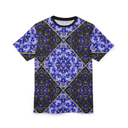All-Over Blue Kaleidoscope Tee — Psychedelic Geometric Graphic Shirt