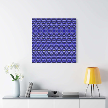 Blue Geometric Pattern Matte Canvas Wall Art — Modern Abstract Stretched Canvas