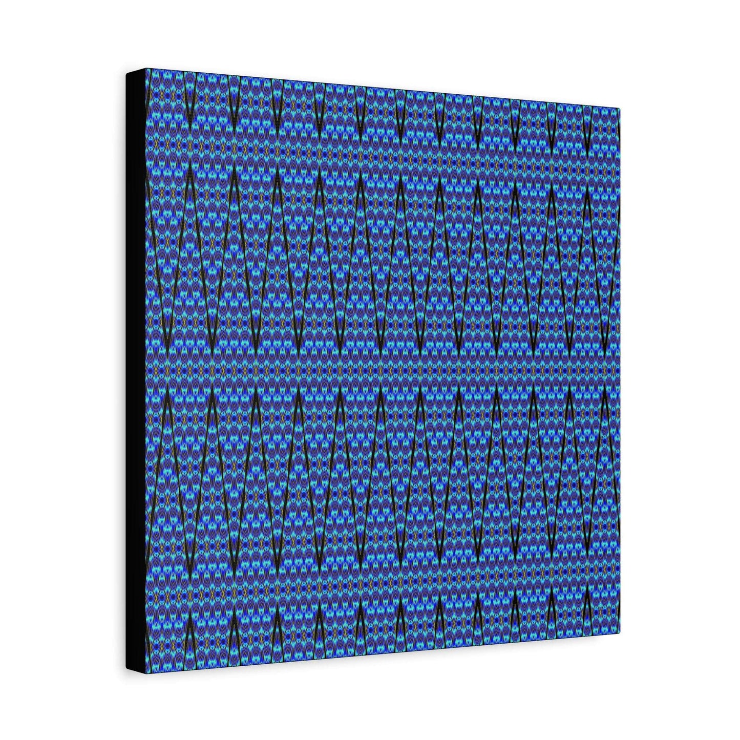 Blue Geometric Pattern Matte Canvas Wall Art - Stretched 1.25"