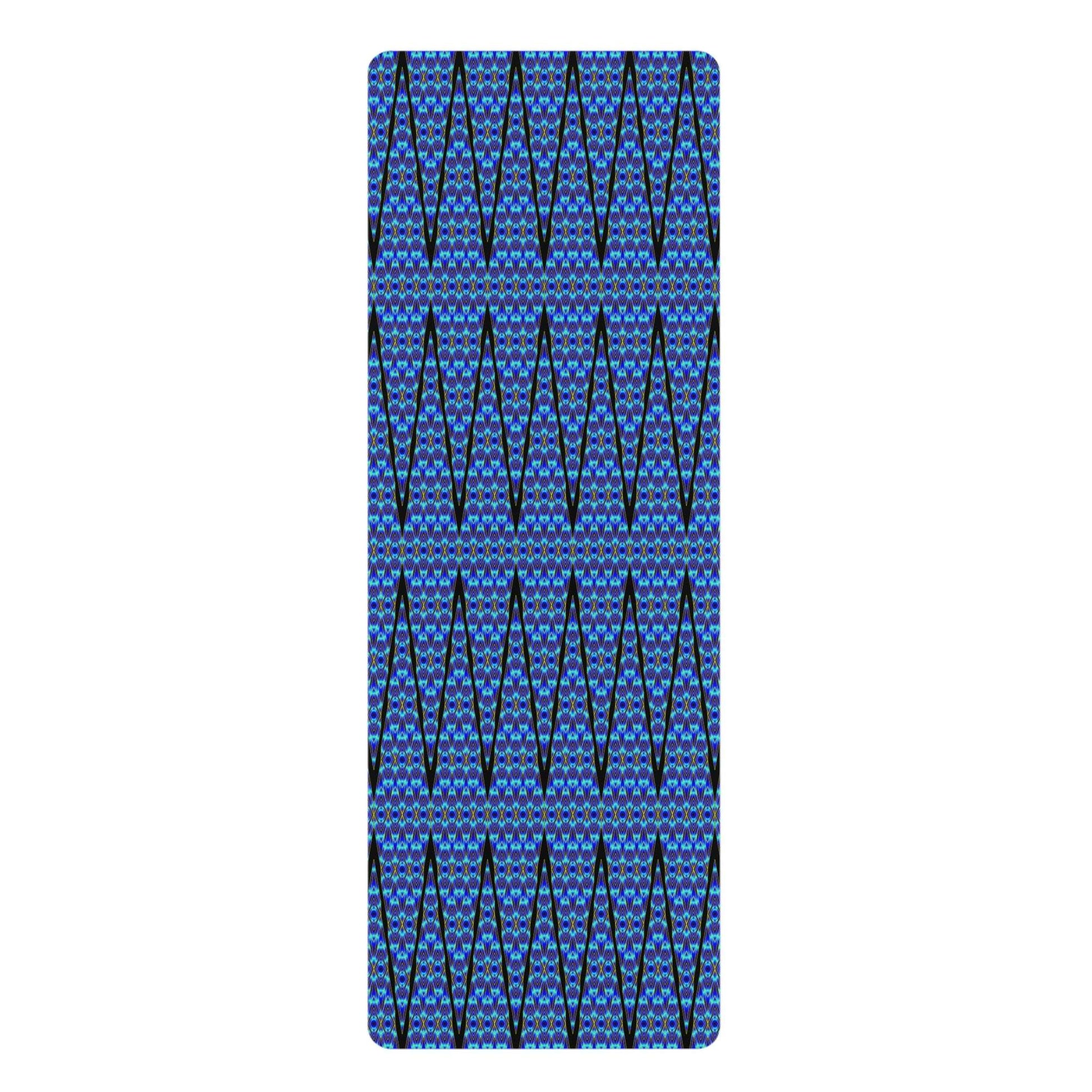 Blue Geometric Rubber Yoga Mat