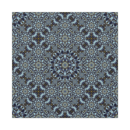 Kaleidoscope Pattern Matte Canvas Wall Art — Blue Geometric Stretched Canvas (1.25″)