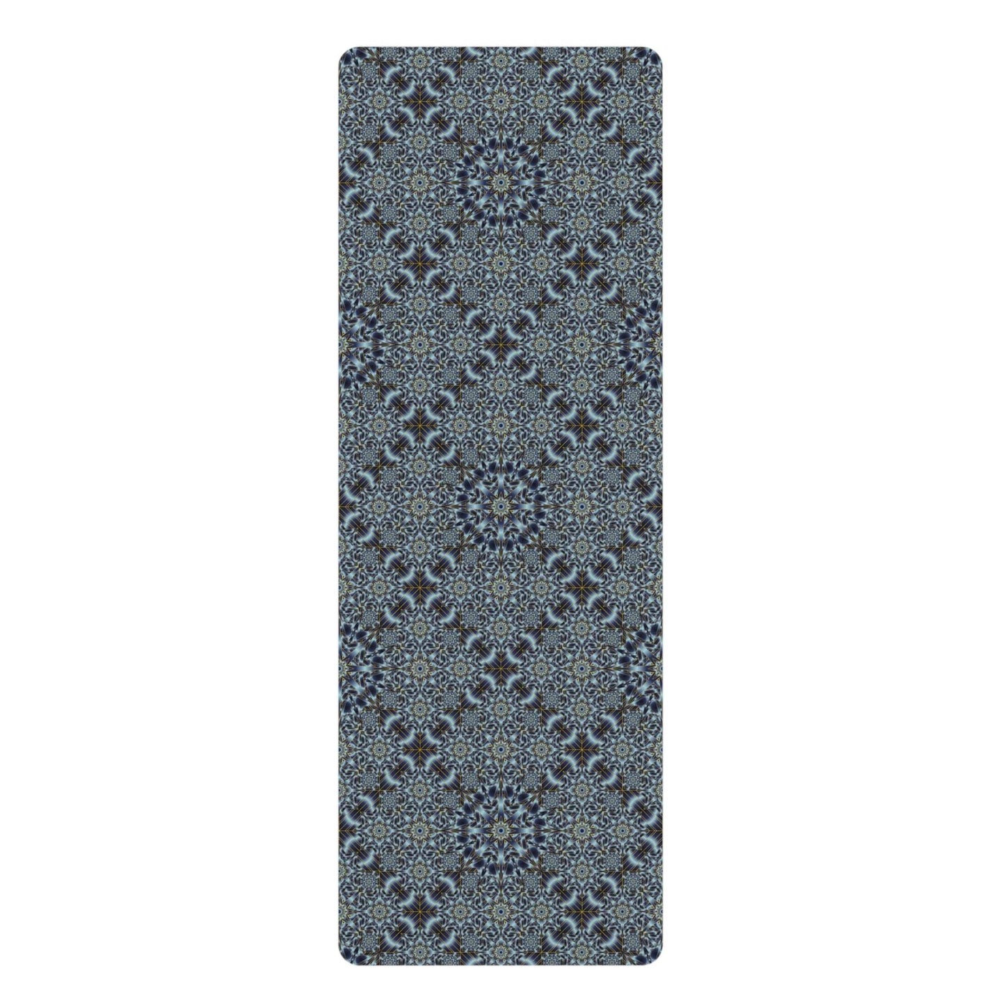 Blue Mosaic Mandala Rubber Yoga Mat — Non-Slip Eco Exercise Mat