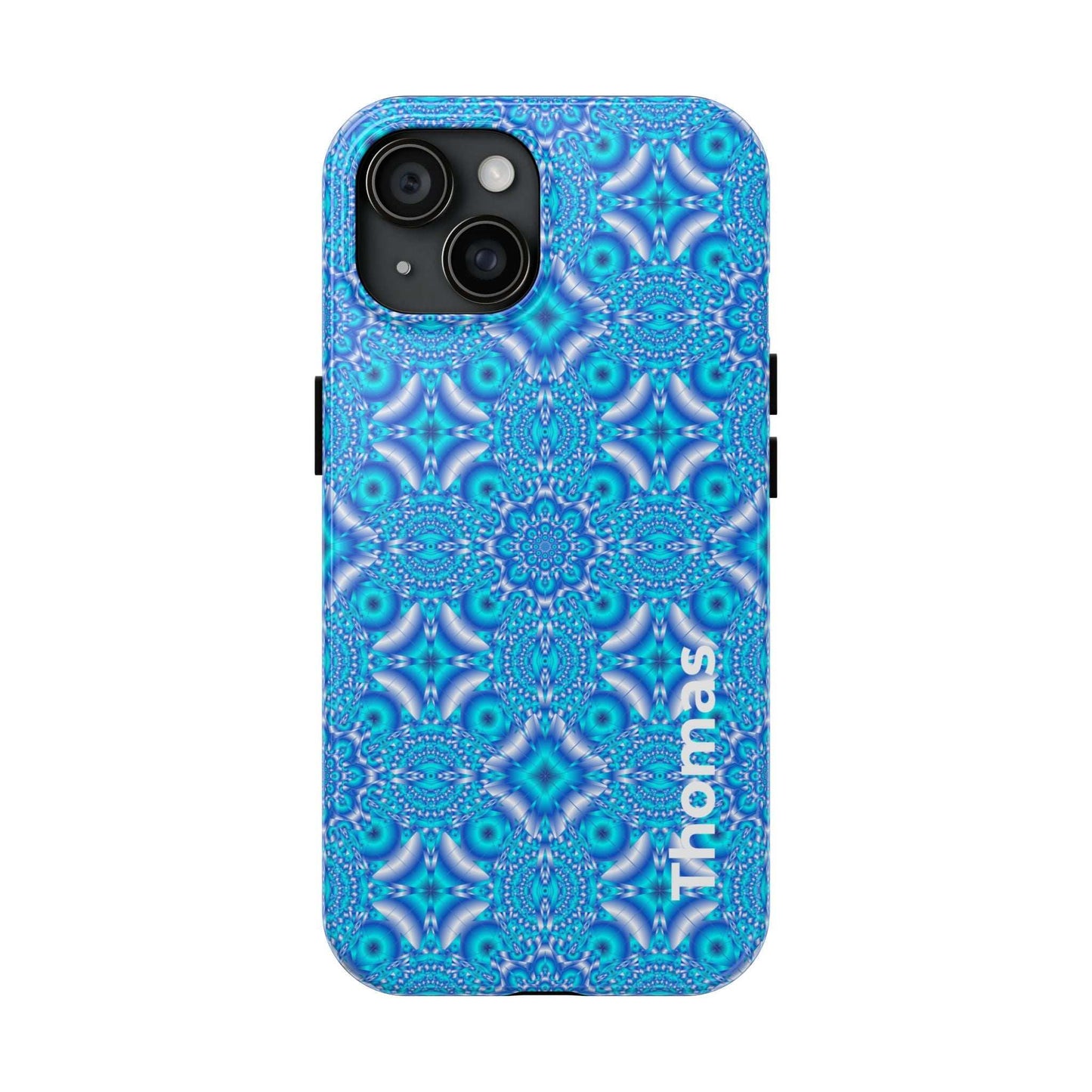 Personalized Blue Kaleidoscope Tough Phone Case — Custom Name Option