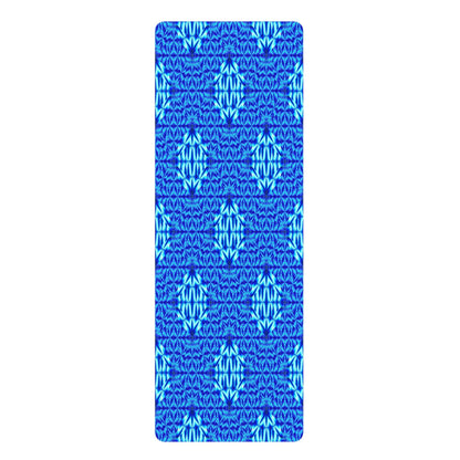 Blue Tribal Pattern Rubber Yoga Mat — Non-Slip Eco-Friendly Mat