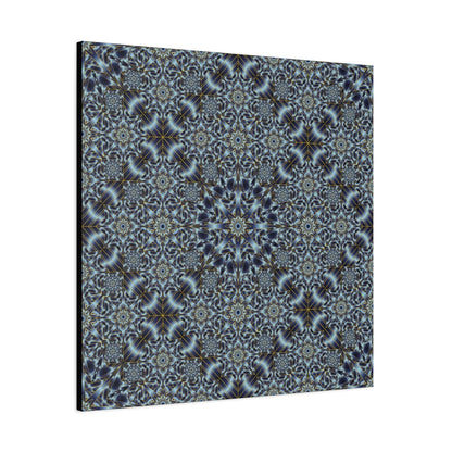 Kaleidoscope Pattern Matte Canvas Wall Art — Blue Geometric Stretched Canvas (1.25″)
