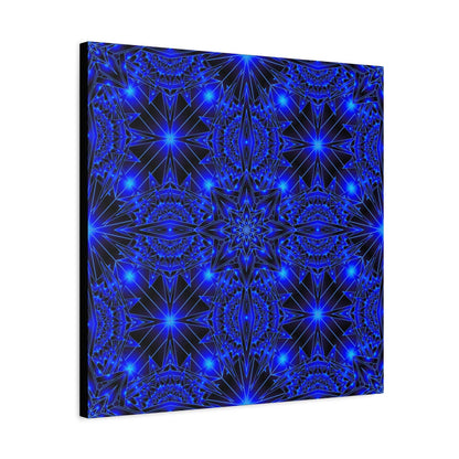 Blue Neon Kaleidoscope Canvas Print — Matte Stretched Wall Art