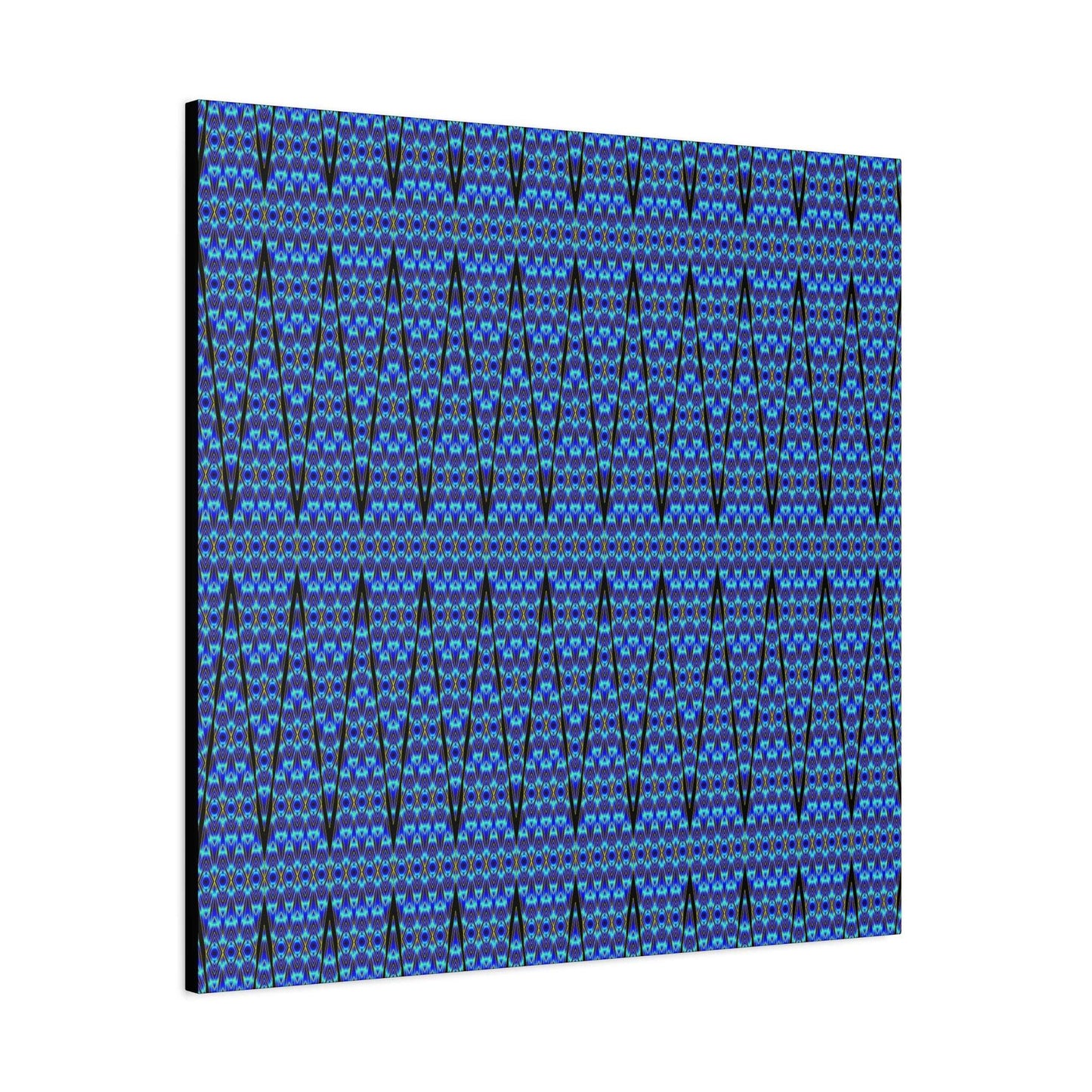 Blue Geometric Pattern Matte Canvas Wall Art - Stretched 1.25"