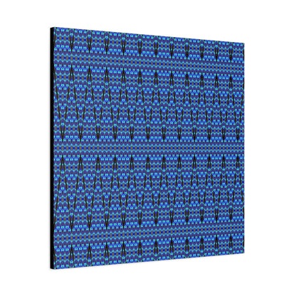 Blue Geometric Pattern Matte Canvas Wall Art - Stretched 1.25"