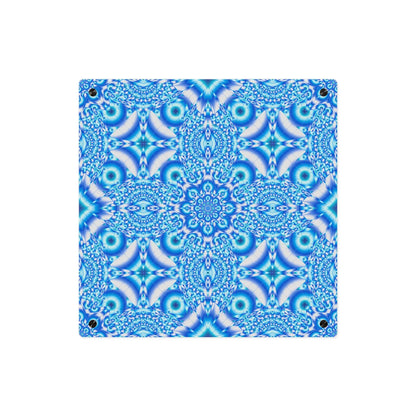 Blue Kaleidoscope Acrylic Wall Art Panel — Geometric Mandala Home Decor