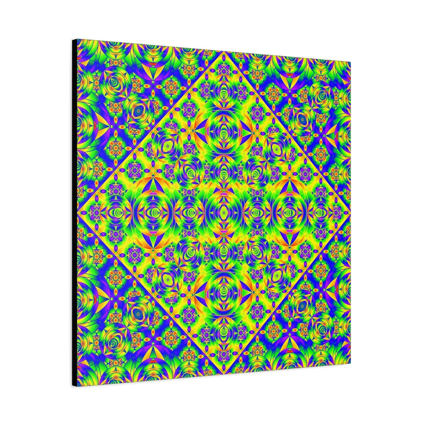 Psychedelic Kaleidoscope Matte Canvas Art — Vibrant Geometric Wall Decor