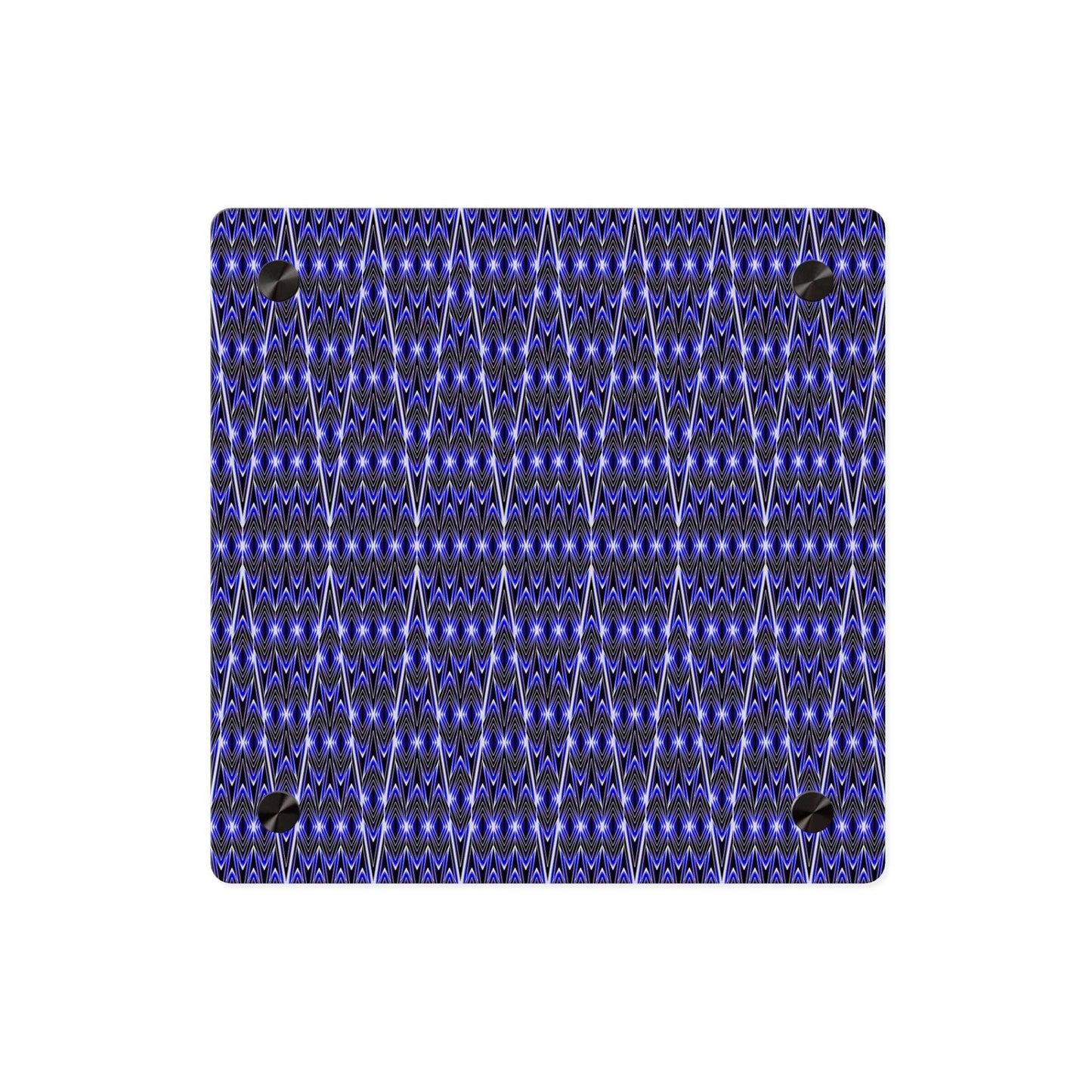 Blue Geometric Acrylic Wall Art Panel — Modern Abstract Pattern