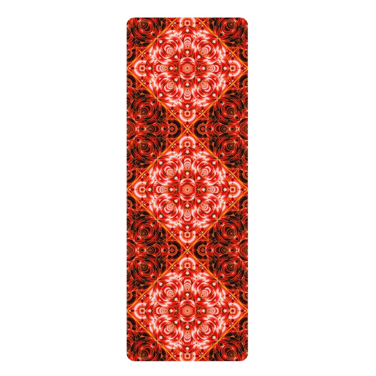 Mandala Flame Rubber Yoga Mat — Red Floral Geometric Non-Slip Mat