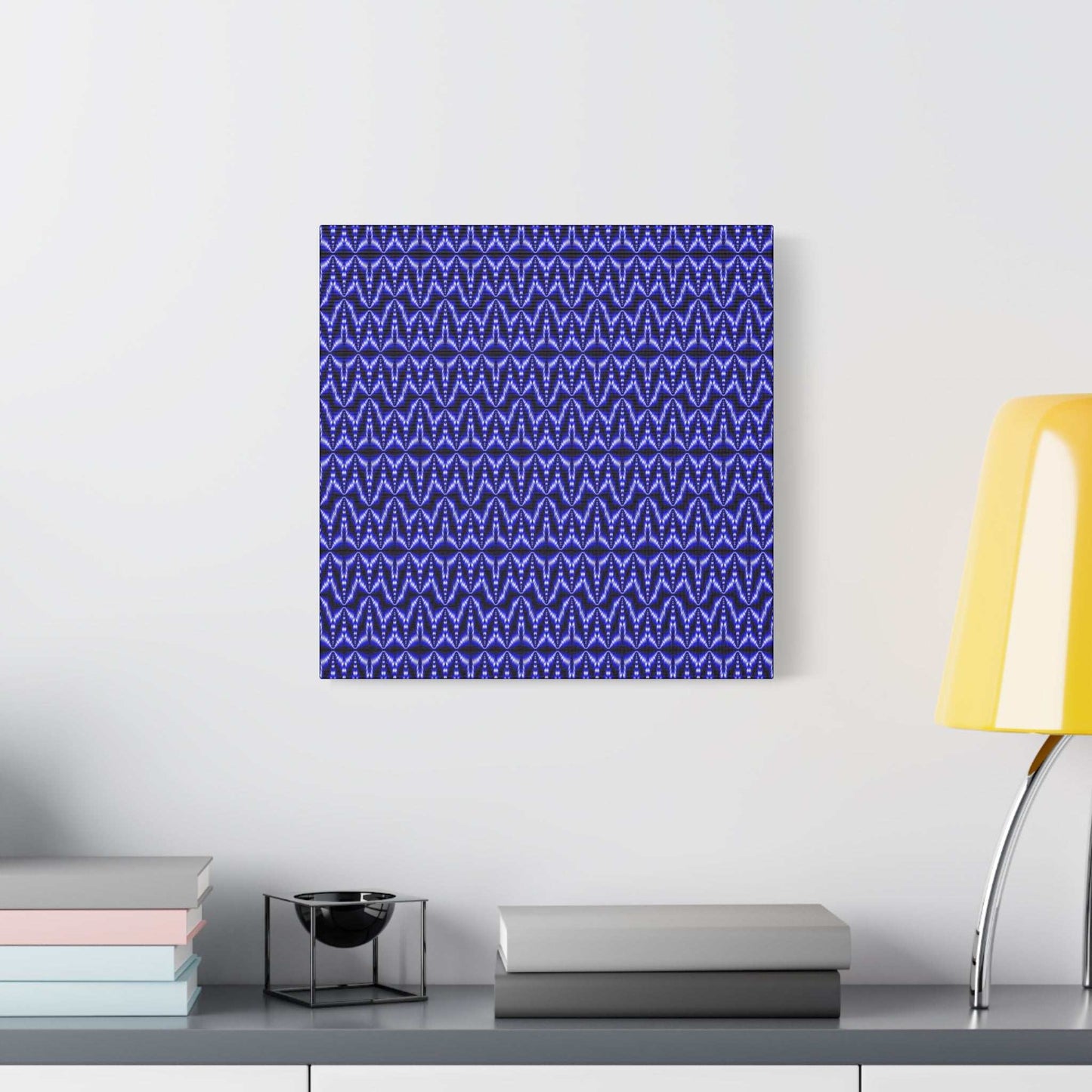 Blue Geometric Pattern Matte Canvas Wall Art — Modern Abstract Stretched Canvas