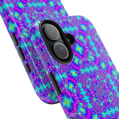 Psychedelic Kaleidoscope Tough Phone Case — Vibrant Purple & Teal Protective Cover