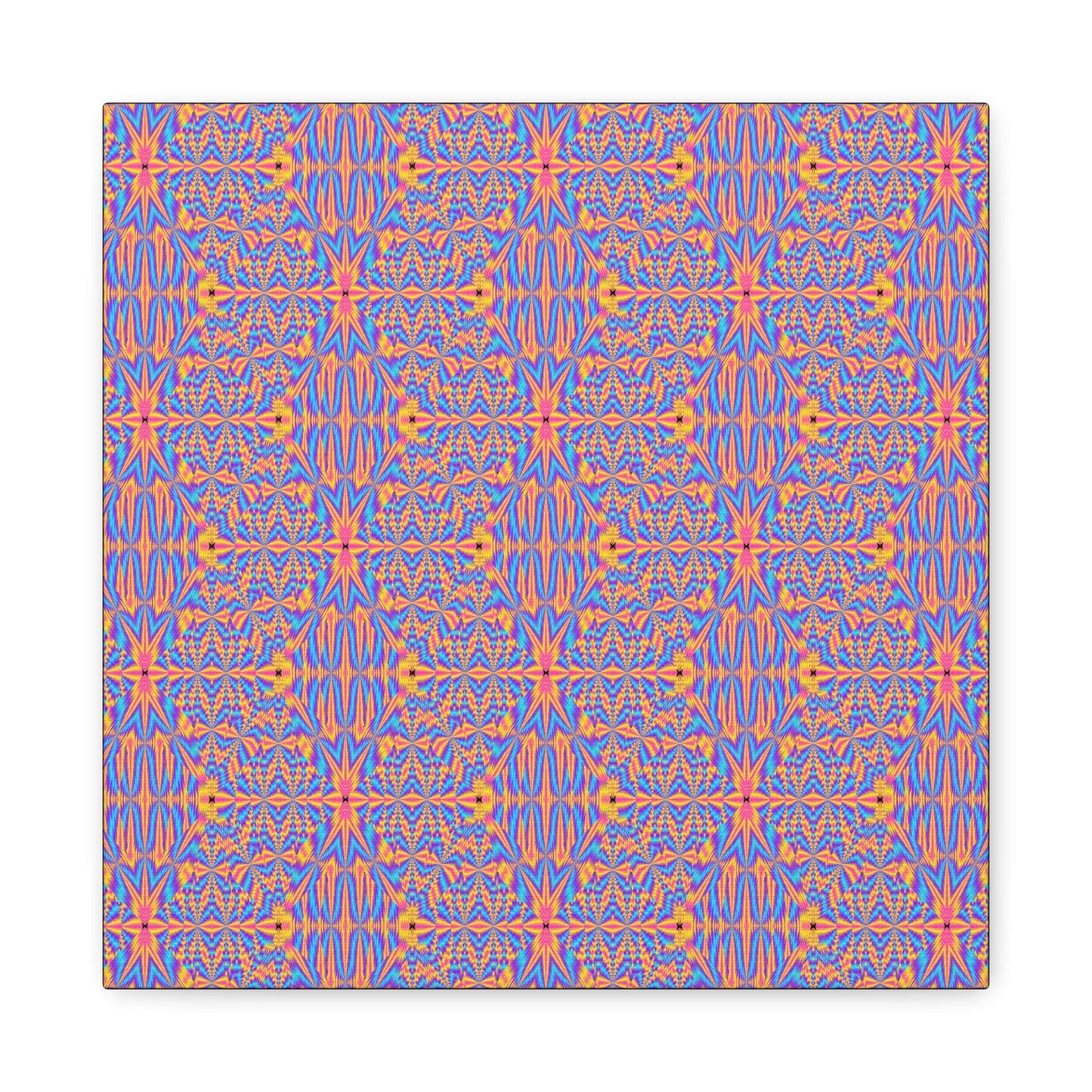 Abstract Geometric Pattern Matte Canvas Wall Art - Vibrant Orange & Blue Stretched Canvas