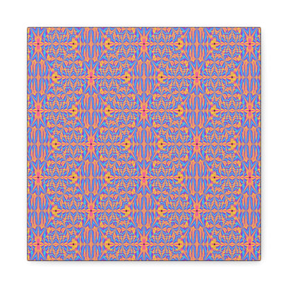 Abstract Geometric Pattern Matte Canvas Wall Art - Vibrant Orange & Blue Stretched Canvas