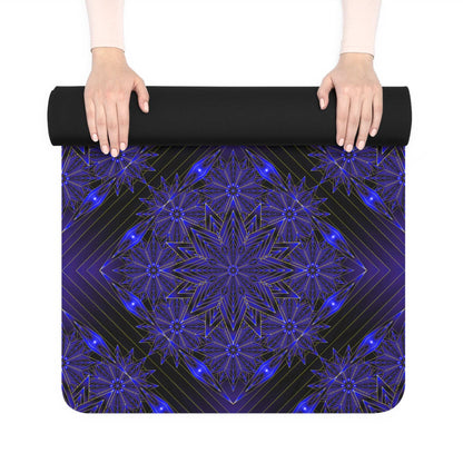 Purple Kaleidoscope Rubber Yoga Mat — Non-Slip Mandala Fitness Mat