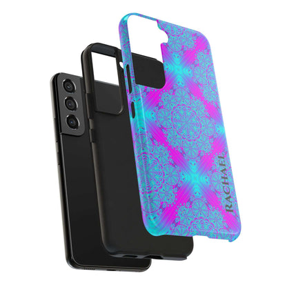Personalized Tough Phone Case — Blue & Purple Mandala Design (Custom Name)