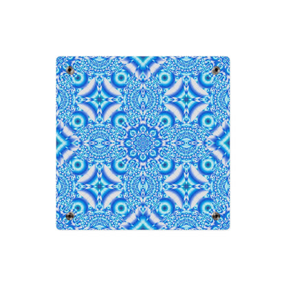 Blue Kaleidoscope Acrylic Wall Art Panel — Geometric Mandala Home Decor