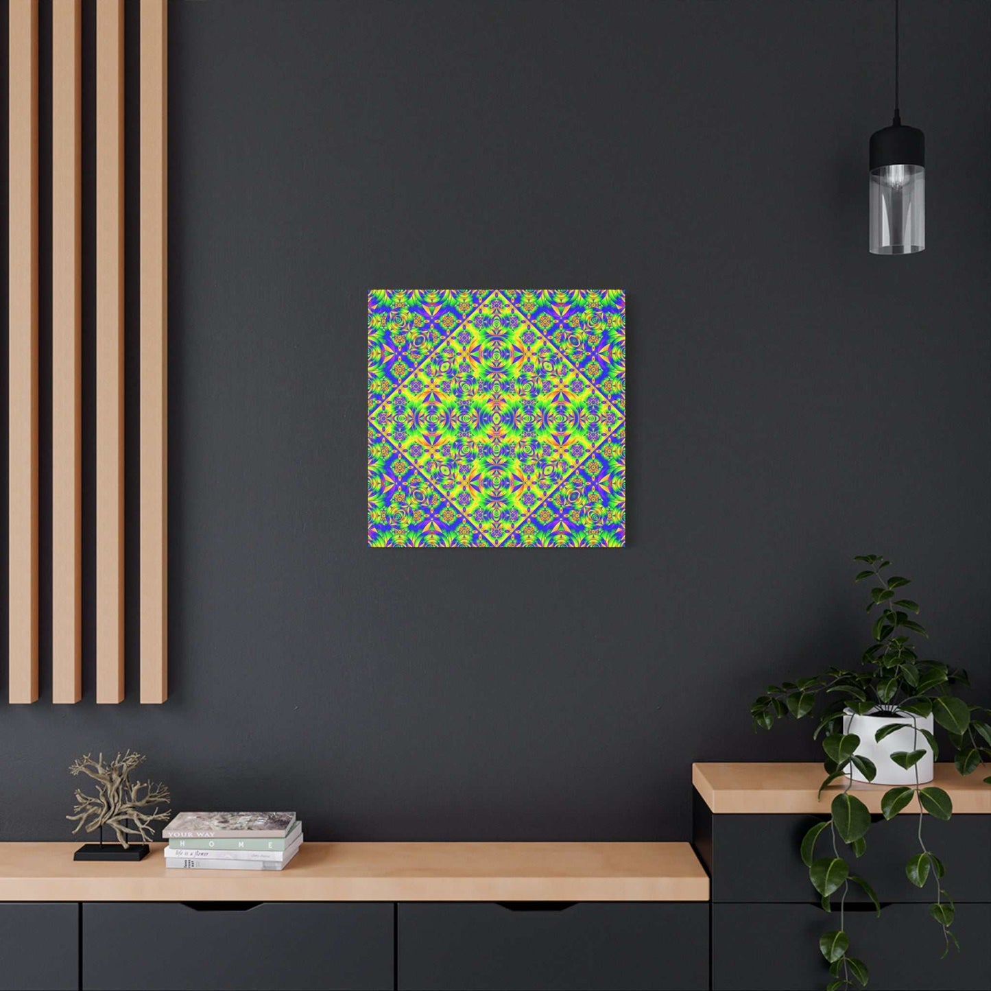 Psychedelic Kaleidoscope Matte Canvas Art — Vibrant Geometric Wall Decor