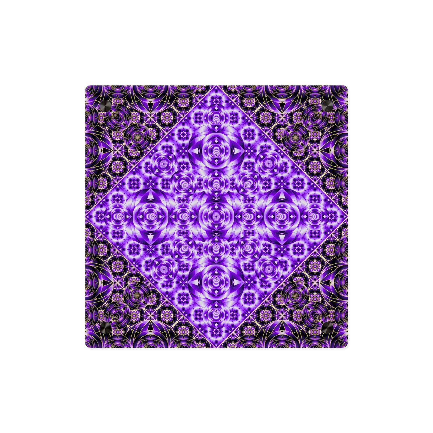 Purple Kaleidoscope Acrylic Wall Art Panel — Geometric Mandala Decor