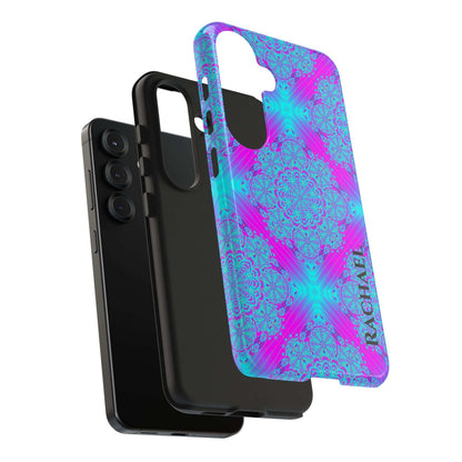 Personalized Tough Phone Case — Blue & Purple Mandala Design (Custom Name)