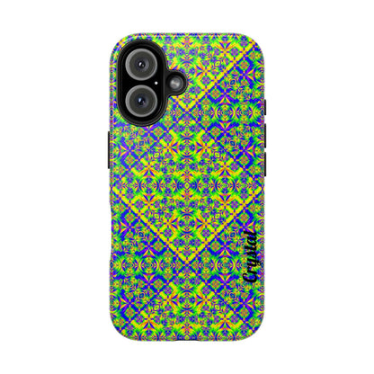 Vibrant Kaleidoscope Tough Phone Case — Neon Geometric Protective Cover