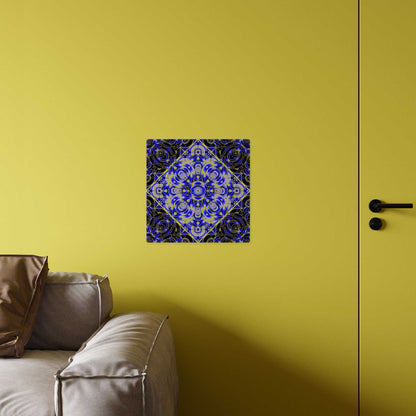Acrylic Wall Art Panel — Blue Gold Kaleidoscope Geometric Design