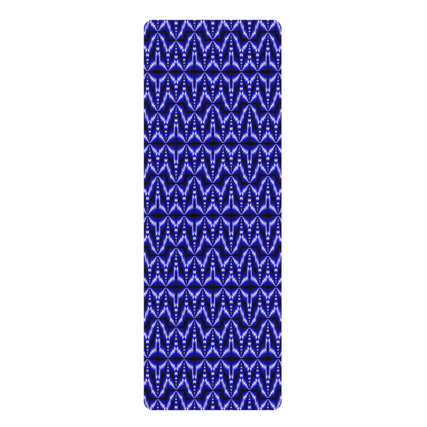 Rubber Yoga Mat — Indigo Geometric Pattern Non-Slip Exercise Mat