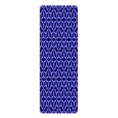 Rubber Yoga Mat — Indigo Geometric Pattern Non-Slip Exercise Mat
