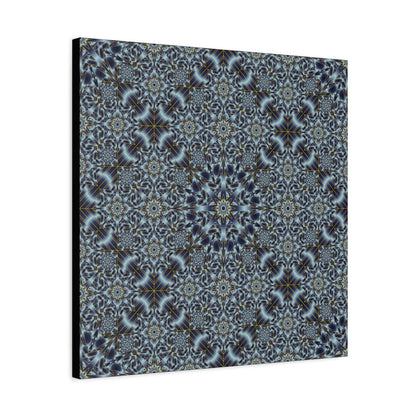 Kaleidoscope Pattern Matte Canvas Wall Art — Blue Geometric Stretched Canvas (1.25″)