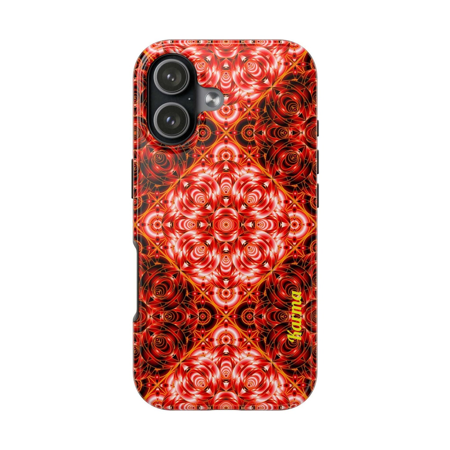 Red Floral Kaleidoscope Tough Phone Case — Personalized Name Option